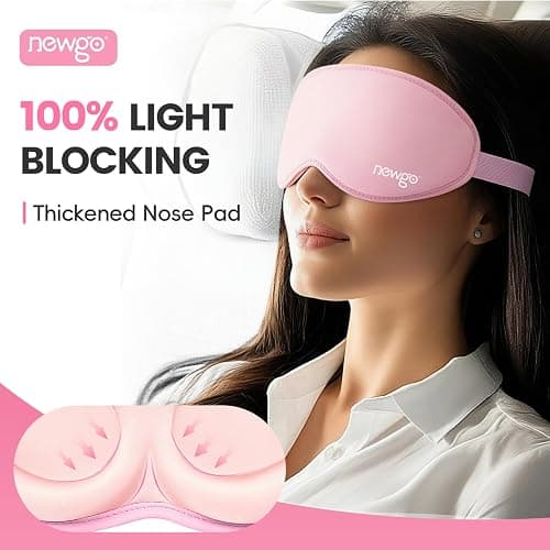 NEWGO 3D Cooling Eye Mask, Weighted Eye Mask for Sleeping, Pink | Hot Cold Therapy Blackout Mask for Puffiness, Dark Circles, Headache, Stress Relief, Travel, and Gift thumbnail 4