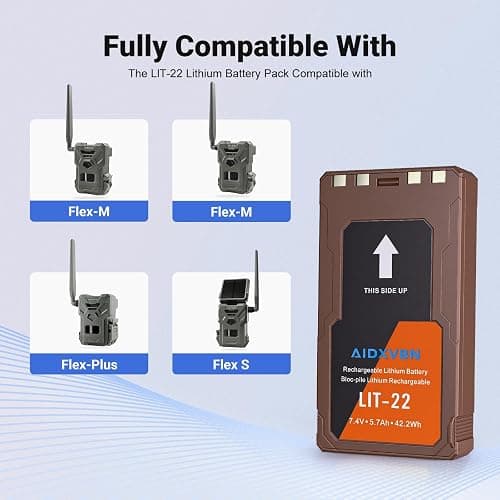 AIDXVBN 2-Pack LIT22 Rechargeable Batteries, for Spypoint Cellular Trail Camera LIT-22 PRO Flex-M, G-36,Plus, Flex-S, Solar Charging, IP65 Shell Waterproof and Dustproof thumbnail 3