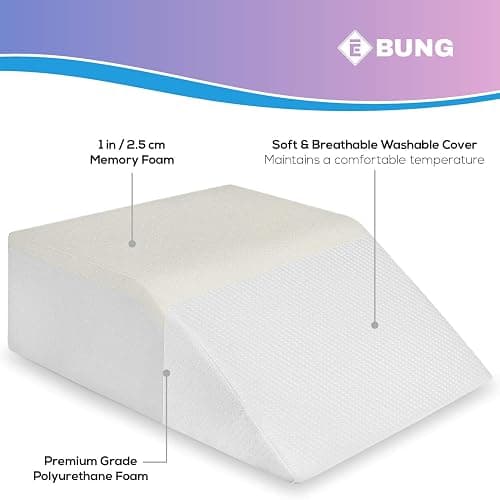 Ebung Memory Foam Leg Elevation Pillow - Support Pillow to Raise Feet for Better Elevation, Circulation, Leg Swelling Wedge Design for Comfort and Recovery thumbnail 4