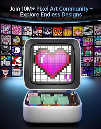 Divoom Ditoo Retro Pixel Art Game Bluetooth Speaker with 16X16 LED App Controlled Front Screen (White) thumbnail 3
