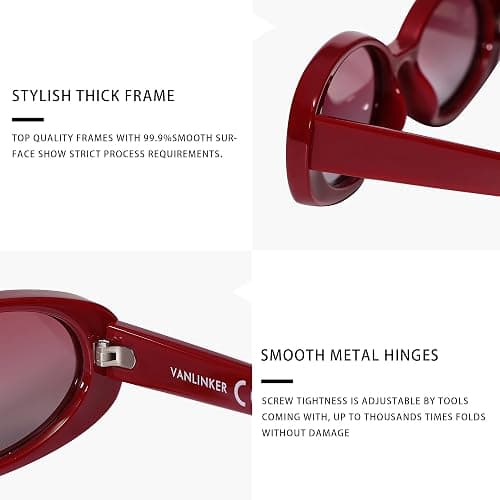 VANLINKER Polarized Retro Oval Sunglasses for Women and Men Small 90s Style VL9580 thumbnail 4