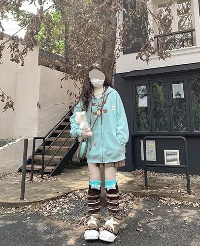 Fairypretty Kawaii Y2K Cute Hoodies Zip Up Hoodie For Womens Graphic Oversized Long Sleeve Daily Casual Outerwear thumbnail 2
