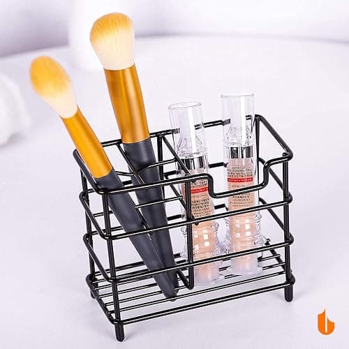 Urbanstrive 304 Stainless Steel Bathroom Toothbrush Holder Toothpaste Holder Stand Bathroom Accessories Organizer (Black, Small) thumbnail 2