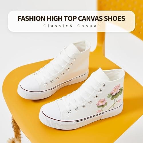 hash bubbie High Top Sneakers for Women Classic High Tops Canvas Shoes Lace up Women's Fashion Sneaker thumbnail 3