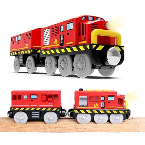 Motorized Train Set for Wooden Tracks,Battery Operated Locomotive Train Toy with Lights & Sounds, Compatible with Thomas, Brio,Toy Trains for Toddlers 3 4 5 Year Old - Image 1