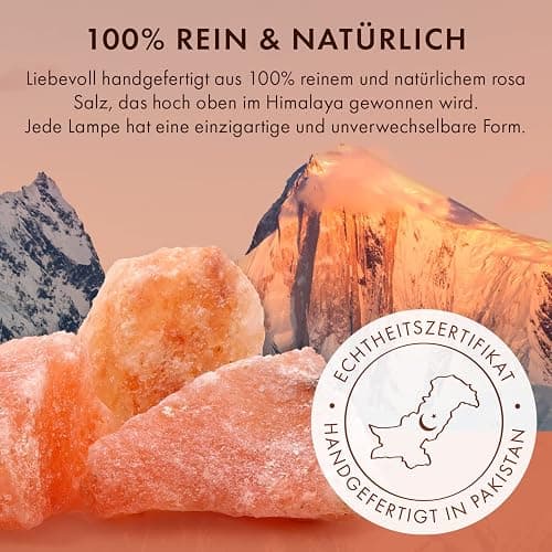 The Body Source Himalaya Salzlampe (2-3 kg) mit Dimmerschalterlicht aus der Salt Range Pakistan auf einem Holzständer - Nachtlicht inkl. 1x 10W Glühbirnen und Geschenkbox thumbnail 7