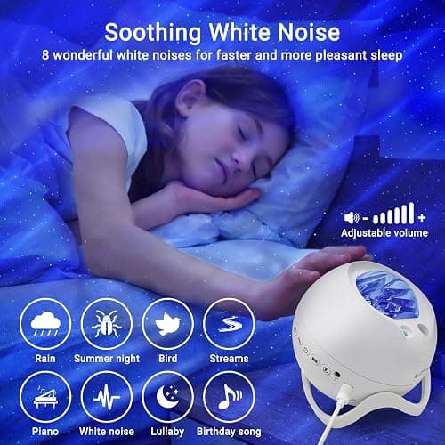 HERHOTER Star Projector,Northern Lights Projector,with Bluetooth Speaker, White Noise, Remote Control,Night Light,for Game Room, Adults, Family Gatherings,Galaxy Projector Bedroom thumbnail 3