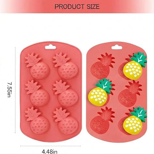 4 Pack Fruit Shaped Silicone Molds, Strawberry Pineapple Lemon Watermelon Ice Cube Trays, Food Grade Silicone Chocolate Candy Soap Molds for Baking, DIY Crafts, Party Decorations thumbnail 3