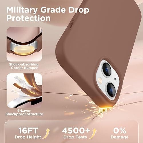GolbinBox Magnetic for iPhone 13 Case & iPhone 14 Case, Compatible with MagSafe, [Soft Anti-Scratch Microfiber Lining], Slim Liquid Silicone Shockproof Protective Phone Case 6.1 inch, Brown thumbnail 5