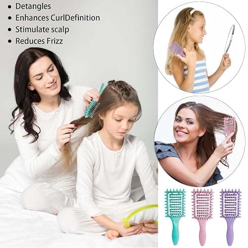 Curl Defining Brush,2024 Curly Hair Brush,Vented Hair Brush for Detangling, Shaping and Defining Curls For Women and Men Less Pulling (2Pcs Purple) thumbnail 3