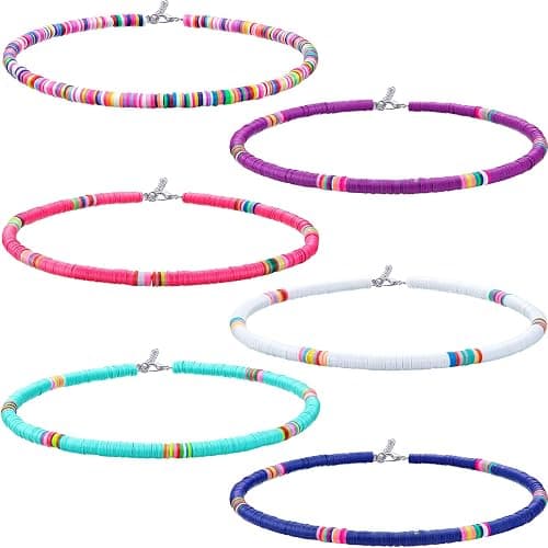 Hicarer 6 Pcs Beaded Choker Necklace for Women Girls Colorful Seed Beads | Boho Choker Bohemian Hawaiian Handmade Turquoise Beach Necklace for Birthday Chain Jewelry Gifts - Image 1