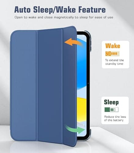 TiMOVO Case for iPad (A16) 11th Generation 11 Inch 2025/iPad 10th Generation 10.9 Inch 2022, Slim Stand Cover with Hard Translucent Back, Support Touch ID, Auto Wake/Sleep, Abyss Blue thumbnail 5