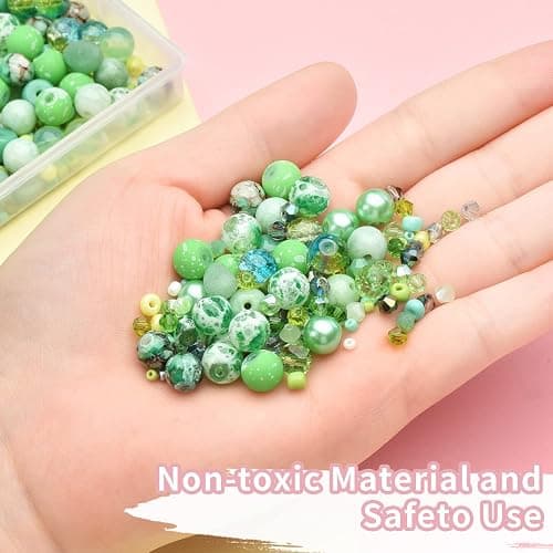 Chartreuse Glass Beads for Jewelry Making - Assorted Round, Seed, Bicone Crystal, Rondelle & Rock Stone Beads - 2-4mm, 4mm, 6x8mm - DIY thumbnail 6