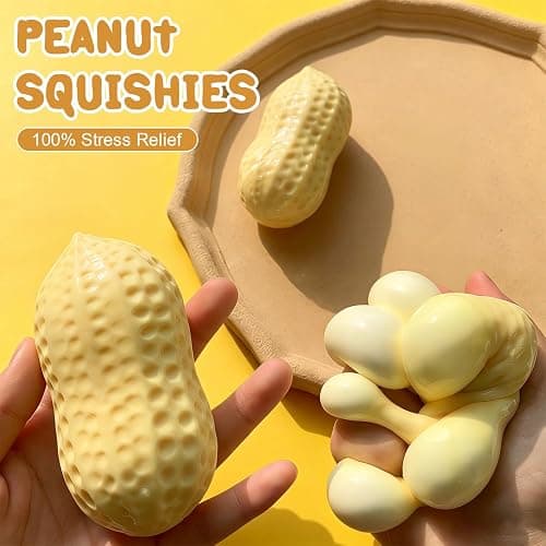 2PCS Peanut Squishies Toys,Peanut Squishies Slow Rising Stress Relief Toy, Peanut Stress Balls Fidget Toys, Cute Anxiety Relief Toys for Adult Relaxation thumbnail 3