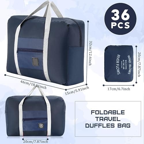 Sweetude 36 Pcs Foldable Travel Duffel Bag Bulk Waterproof Carry Luggage | Lightweight with Trolley Sleeve, Collapsible Weekender for Gym Sport Vacation Donations, Easy Storage Luggage thumbnail 3
