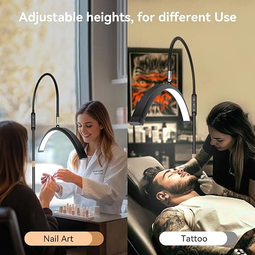 Fitlume Lash Light for Eyelash Tech, Gooseneck Floor Lamp Led Half Moon Ring Light for Eyelash Extensions, Tattoo Artist, Nail Tech, Esthetician, Cool/Warm Modes, Dimmable Brightness, Movable Tray thumbnail 7