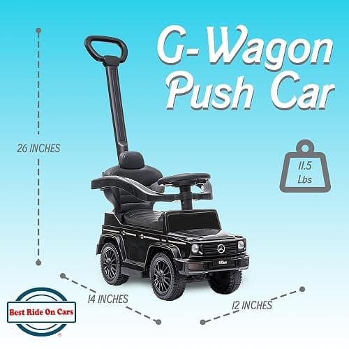 Best Ride On Cars 3 In 1 Mercedes G-Wagon Push Car for Toddlers 1 to 3 Years Old, Kids Outdoor Stroller with Music, Horn Sounds, and Handle, Realistic Driving Experience, Black thumbnail 3