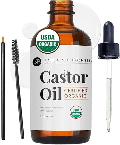 Kate Blanc Cosmetics Castor Oil Organic for Hair, Lashes, Face (2oz), 100% Pure, Cold Pressed, Hexane Free Hair Oil. Lash Serum for Thicker-Looking Eyelashes & Eyebrows - Image 1
