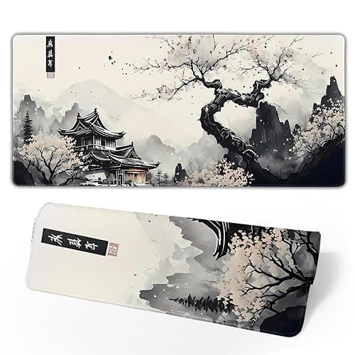 Japanese Mouse Pad, Large Japanese Desk Mat, XL Anime Gaming Keyboard Mat, Non-Slip Rubber Base, Big Extended Desk Protector for Home Office, 31.5”x11.8” - Image 1