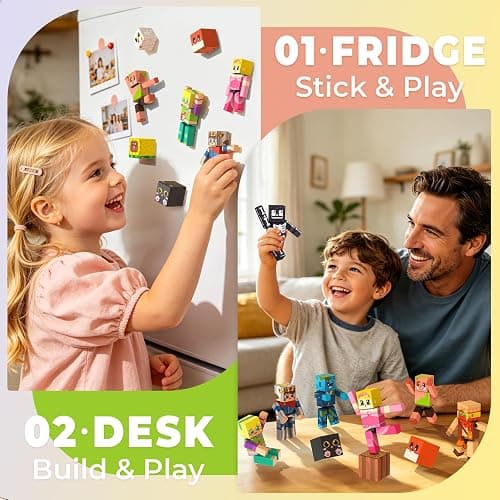 20PCS Rotatable Magnetic Action Figures with Magnetic Building Blocks Set - Creative STEM Magnet Figures Playset Character Toys for Kids, Birthday Gift for Toddlers Boys Girls Ages 6+ thumbnail 7