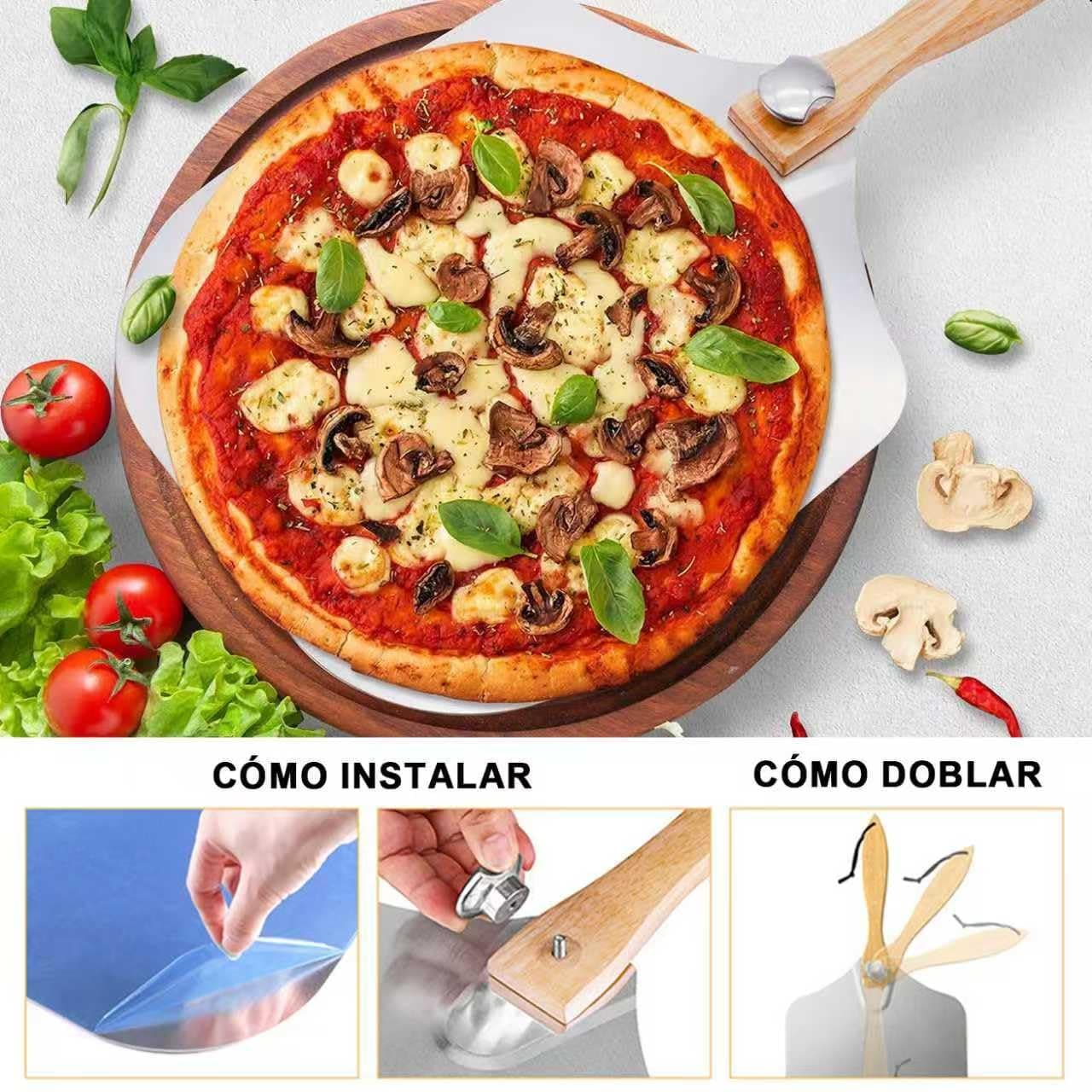 Pala para Pizza de Aluminio 12" X 14", Espátula para Pizza, Juego de Espátulas Plegables de Aluminio Para Pizza, para hornear thumbnail 4