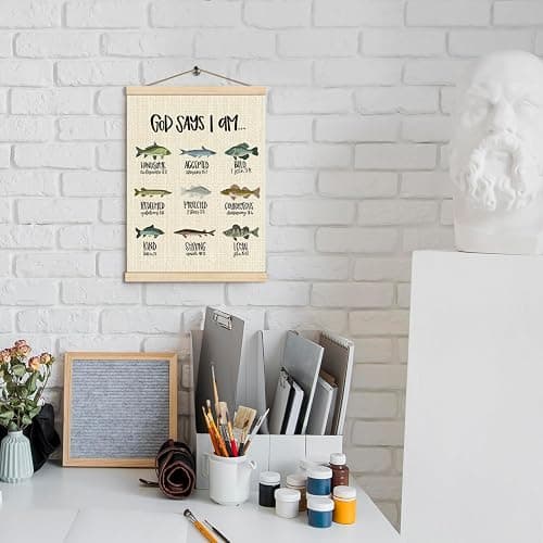 HKTZM Christian Bible Scripture God Says I am Fishing Wooden Poster Hangers 12.5x17 Inch,Home Kids Room Nursery Playroom Decor,Fishing Gifts for Kids Girls Boys,Christian Gifts for Women Teen Girls thumbnail 2