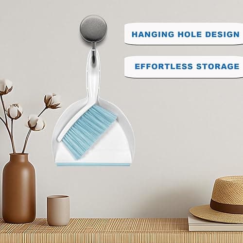 NBGYTECH Mini Broom and Dustpan Set Small Dust pan & Brush Set Portable Cleaning Tools for Home Office RV Camping Learning (Blue) thumbnail 5