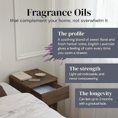 Elodie Essentials 6 Scented Drawer Liners for Closet Shelves - 14" x 19.5", English Lavender - Non Adhesive Shelf Paper, Lavender Scented Drawer Liners for Bedroom Dresser, Home Gift thumbnail 3