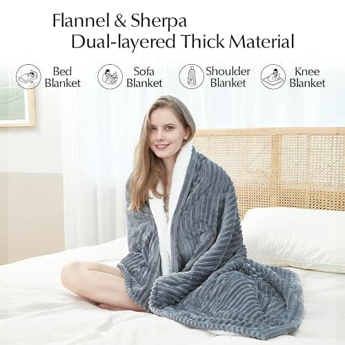 SNUGSUN Heated Blanket Throw Size, Soft and Cozy Electric Heating Blanket for Bed, Automatic Safety System 6 Heating Levels & 4 Hours Auto-Off, 50" x 60" Dark Grey thumbnail 2