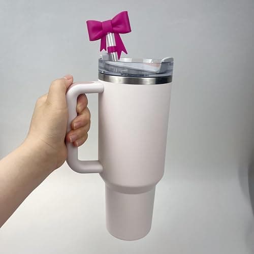 10mm Bow Shape Straw Topper for Stanley Cup (Dark Rose Pink) thumbnail 2