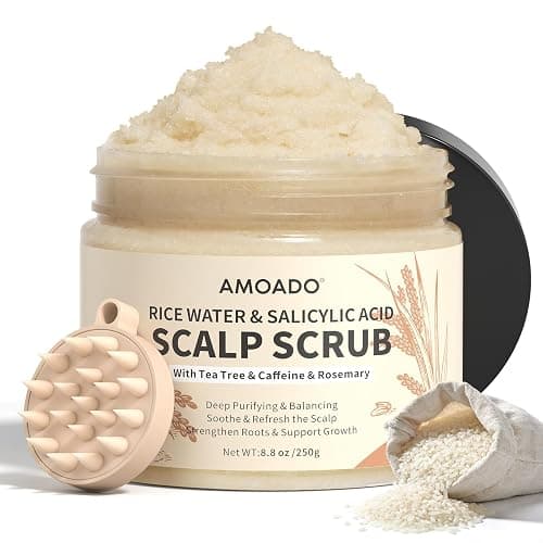 AMOADO Rice Water Scalp Scrub with Salicylic Acid(BHA), Tea Tree & Rosemary – Gentle Exfoliating Scalp Scrub Shampoo for Dandruff, Removes Buildup, Controls Oil & Refreshes the Scalp, 8.8 oz thumbnail 9