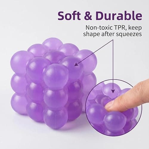 1PCS Soft TPR Squeeze Cube 4.5cm/1.77in Cube Stress Balls Squishy Fidget Toy for Stress Anxiety Relief Focus Sensory Toy for Adults Teen Autism ADHD Non-Toxic Calming Toy (Purple) thumbnail 4
