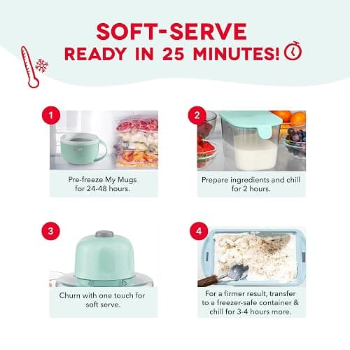 Dash My Mug Ice Cream Maker - Makes Single Serving of Gelato, Frozen Yogurt, Sorbet & More - Easy to Clean & Use - Aqua, 2 Bowls thumbnail 6