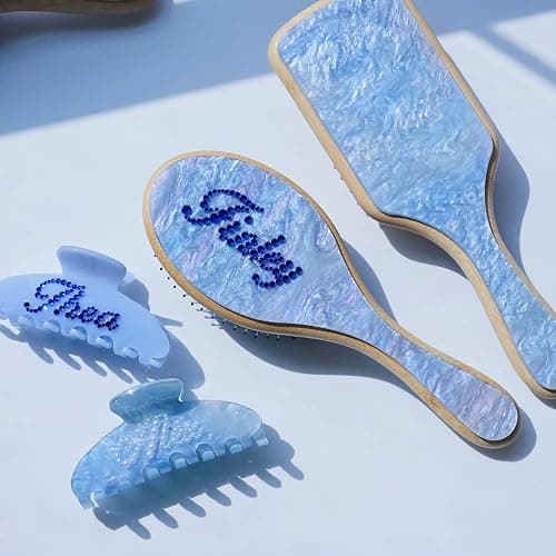 Custom Large Hair Claw Clips for Women Personalized Rhinestone Name Acetate HairClips for Thick Thin Hair Bridesmaid Gifts, Wedding & Valentine's Day Hair Accessories for Girls(Blue Sugar) thumbnail 3