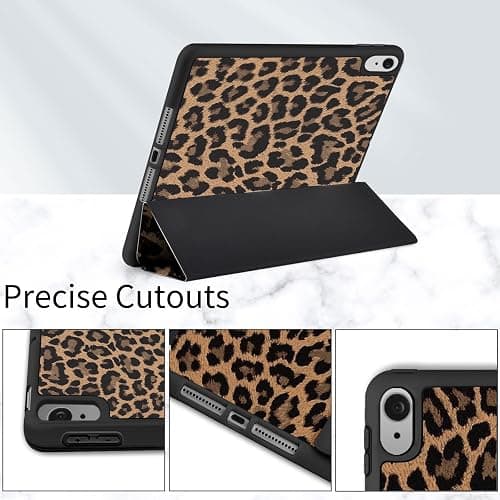 Fycyko Compatible with iPad (A16) 11th Generation 11 Inch 2025 Case, Slim Stand Cover for iPad 10th 10.9 Inch 2022 with Pencil Holder & Tip Covers, Cute Leopard Pattern Protective Cases - Brown thumbnail 2