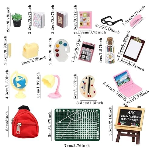 SOTOGO 34 Pieces Doll House School Supplies Mini School Accessories Dollhouse Toy Home Miniature Model DIY Doll Accessories - A Doll School Accessories thumbnail 3