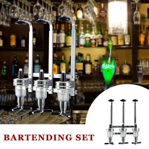 3 Bottle Wall Mounted Liquor Dispenser Bar Butler Bracket Solo Optic Spirit Wine Beer Alcohol Bottle Beverage Stand Revolving Nozzle Drinkware Set thumbnail 7