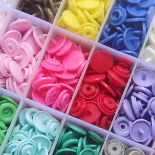 KAM Snaps Buttons + Snap Pliers, Starter Fasteners Kit, 384 Sets 24-Colors, Size 20 T5 KAM Snap Plastic Fasteners Punch Poppers Closures No-Sew Buttons for Crafts Cloth Diaper Bibs thumbnail 5