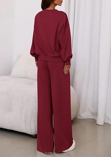 PRETTYGARDEN Womens 2 Piece Sets Long Sleeve Sweatshirt Wide Leg Pants Loose Matching Lounge Set Trendy Fall Outfits thumbnail 5