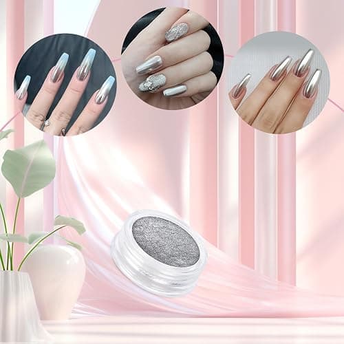Artdone 8 Jars Chrome Nail Powder Magic White Pearl Kit Mirror Effect Silver Metallic Holographic Dip Nail Powder For Resin Craft & Nail Art Fimo, Decoration Iridescent Aurora Mermaid Pigment - 8 jars pearl chrome thumbnail 4