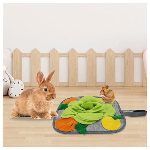 Andiker Rabbit Foraging Mat, 11.8Inch Anti-Slip Rabbit Snuffle Mat with Hanging Rope, Colorful Bunny Snuffle Pad for Chinchillas, Birds, Puppy, Guinea Pig, Snuffle Training (B) thumbnail 4