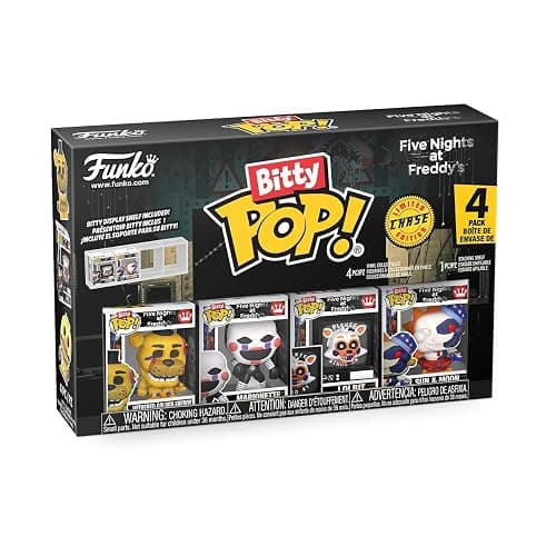 Funko Pop! Bitty 4pk: Five Nights at Freddy's - Withered Golden Freddy, Marionette, Lolbit, & Sun/Moon - 1 in 6 Chance for Eclipse - 0.9 Inch (2.2 Cm) Collectable - Stackable Display Shelf Included thumbnail 2