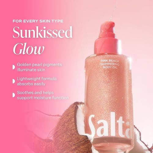 Saltair Shimmering Body Oil - Pink Beach Scented Dry Oil Moisturizer with Light-Reflecting Pearl Pigments. Moisturizing Glow for All Skin Types - 4 Fl Oz thumbnail 5