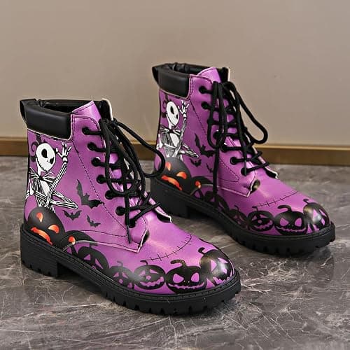 Ulalaza Women's Goth Platform Ankle Boots with Bat Wing Buckles Chunky Block Heels Round Toe Zipper Punk Motorcycle Combat Boots Comfy Short Gothic Booties thumbnail 4