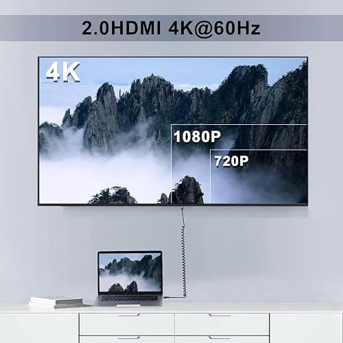 Twozoh HDMI to HDMI Coiled Cable, Support 3D,4K UHD, 1080p, HDMI 2.0a 2.0b 2.0 1.4a (Extend up to 1.5M/5FT) thumbnail 7