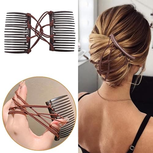 5 Pieces Stretchy Magic Comb Adjustable Elastic Clip for Women Girls No Crease Pins Vintage Bun Maker Hair Accessories for Curly Thick Wavy Ponytail thumbnail 4