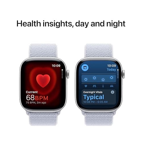 Apple Watch Series 10 [GPS 46mm case] Smartwatch with Silver Aluminium Case with Blue Cloud Sport Loop. Fitness Tracker, ECG App, Always-On Retina Display, Carbon Neutral thumbnail 7