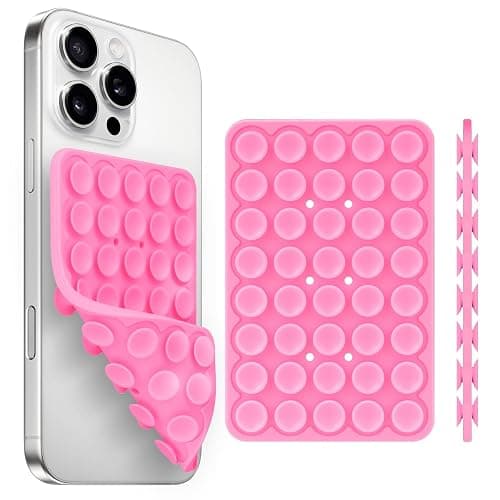 Yojaro Silicone Suction Cup Phone Case Mount Double Sided, Phone Accessories Hands-Free Strong Grip Holder for Selfies and Videos, Silicon Phone Stand for iPhone and Android Pink - Image 1