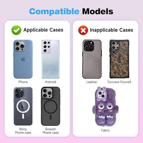 QxbBox Silicone Suction Cup Phone Case Mount Double Sided, Hands-Free Strong Grip Holder for Selfies and Videos,Silicon Sticky Phone Grip with Higher Suction Power for Cell Phone Light Pink thumbnail 5