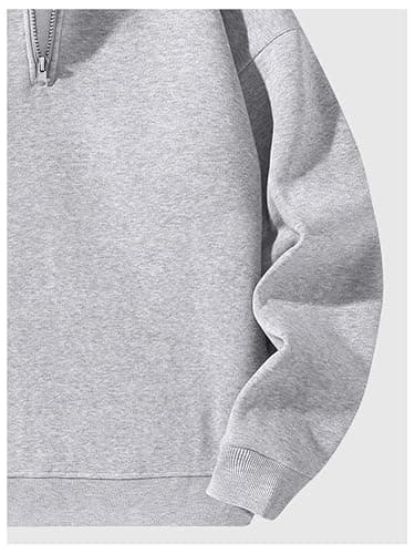 Verdusa Men's Quarter Zip Pullover Hoodies Long Sleeve Drop Shoulder Sweatshirt Casual Pullover thumbnail 3